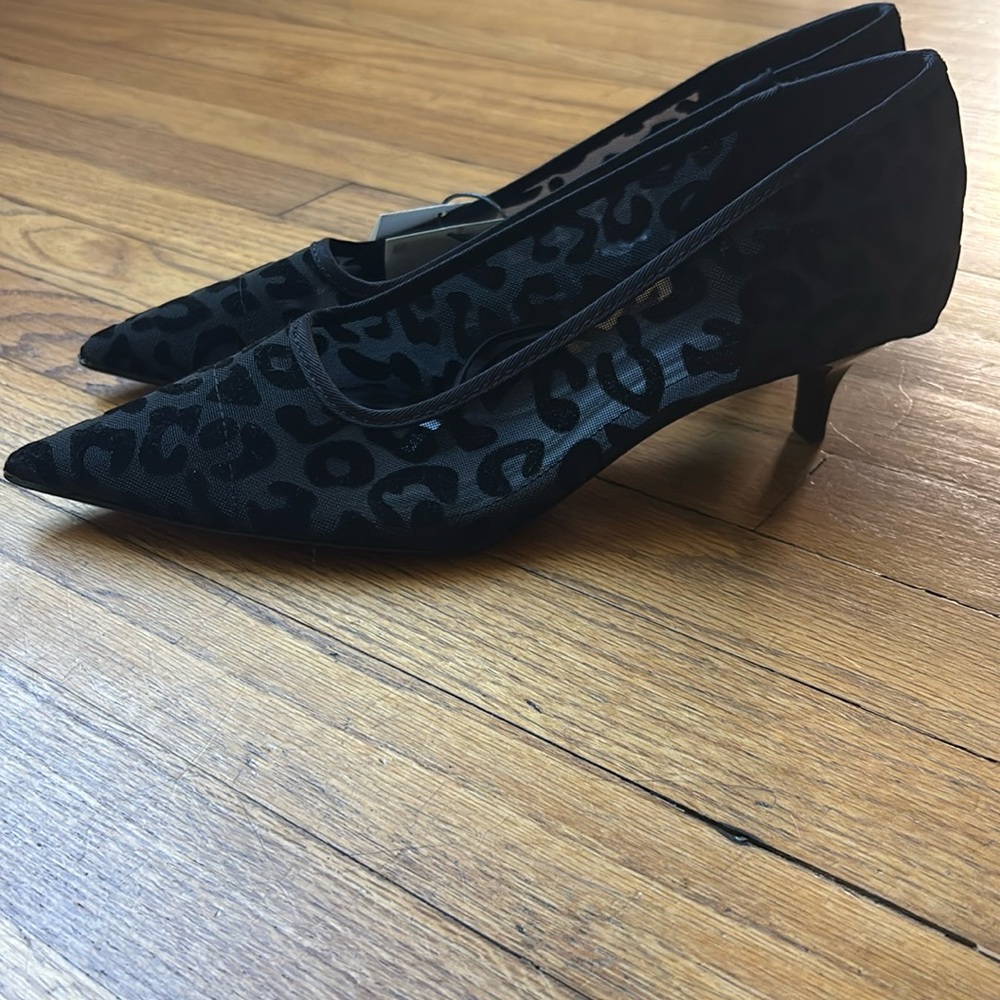 Zara mesh leopard kitten heels NWT 7.5